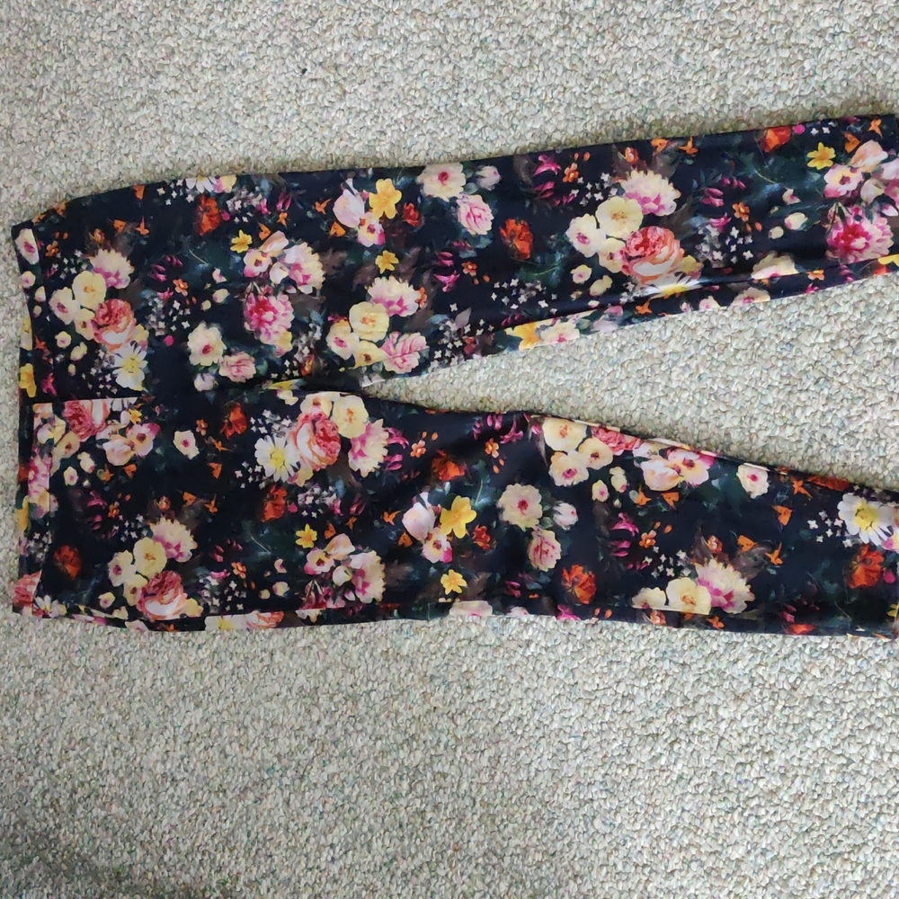 Mango floral black pants size 14